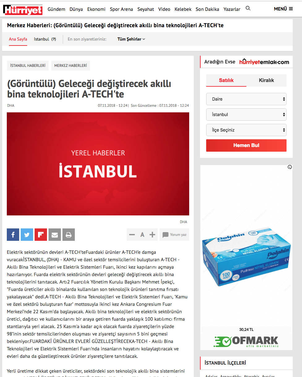 SMART BUILDING TECHNOLOGIES THAT WILL CHANGE THE FUTURE AT A-TECH (HÜRRİYET)